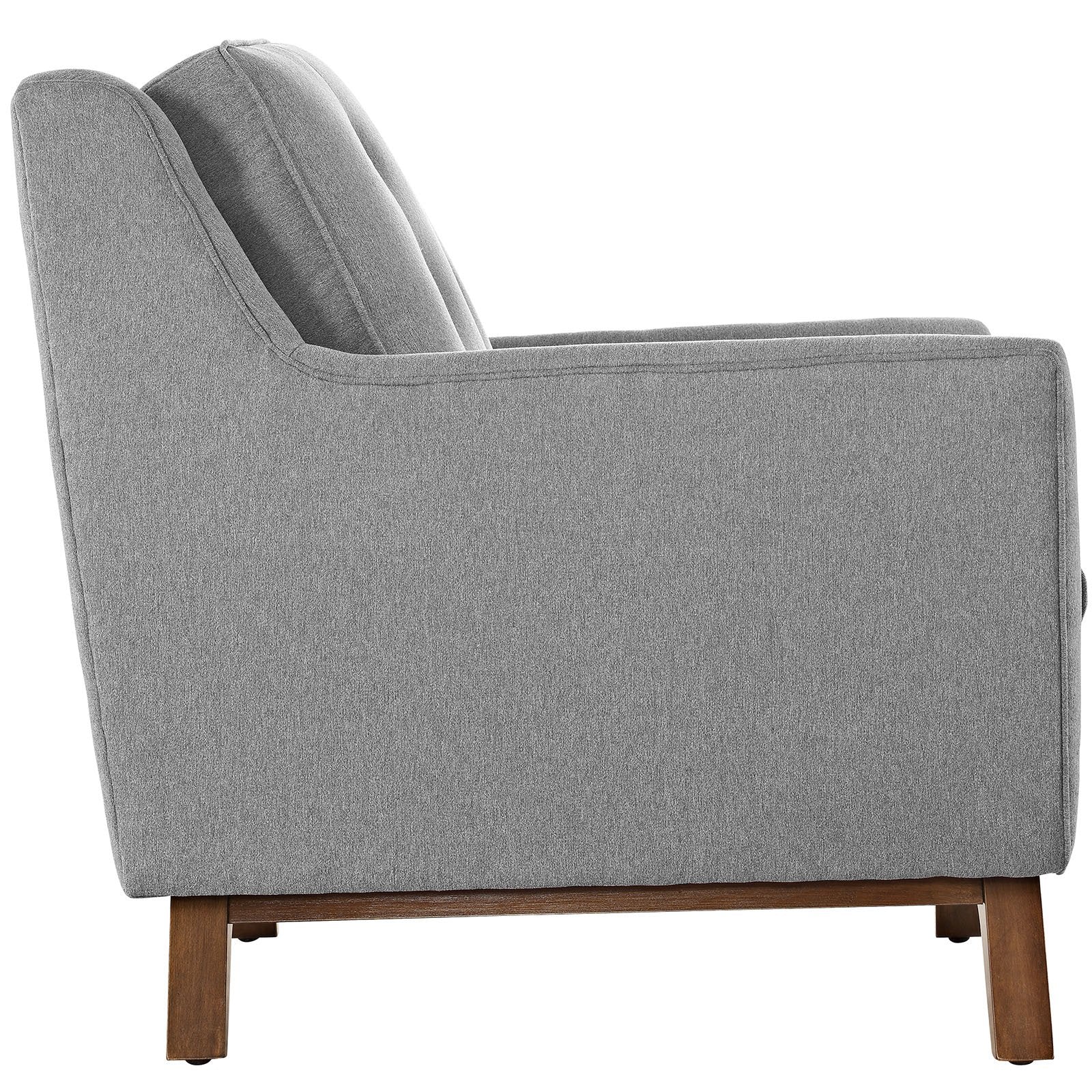 Modway Beguile Mid-Century Modern Loveseat With Upholstered, Expectation Gray Fabric